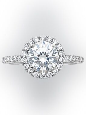 Sterling Silver 2.5 Carat Moissanite Halo Engagement Ring with GRA NWT Gift Box